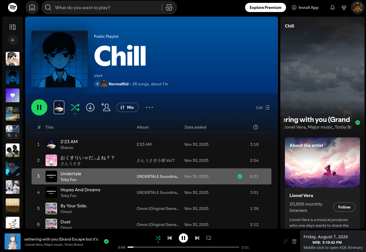 Spotify playing music